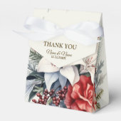 クリスマスパーティーホワイトレッドフラワーホリデーエレガント フェイバーボックス (正面サイド)