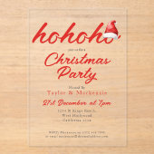 クリスマスパーティーホーホーホーホーサンタハット アクリル招待状 (正面)