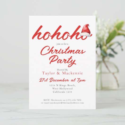 クリスマスパーティーホーホーホーホーサンタハット 招待状 (スタンド正面)