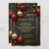 クリスマスパーティーボーブルズレッドホリデーお祝い 招待状 (正面/裏面)
