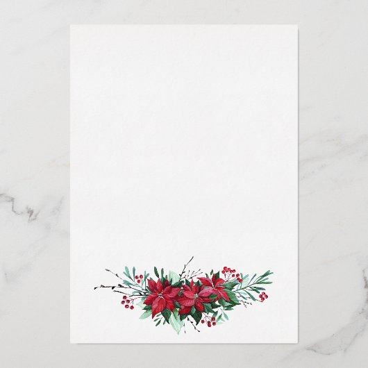 クリスマスパーティーポインセチアおもちゃナツクラッカーシルバー 箔招待状 (裏面)