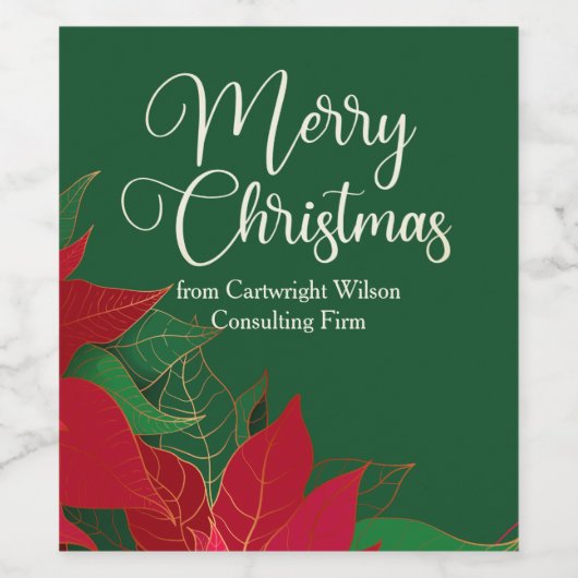 クリスマスパーティーポインセチアエレガントカスタマイズ可能 ワインラベル (シングルラベル)