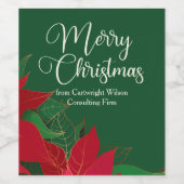 クリスマスパーティーポインセチアエレガントカスタマイズ ワインラベル (シングルラベル)