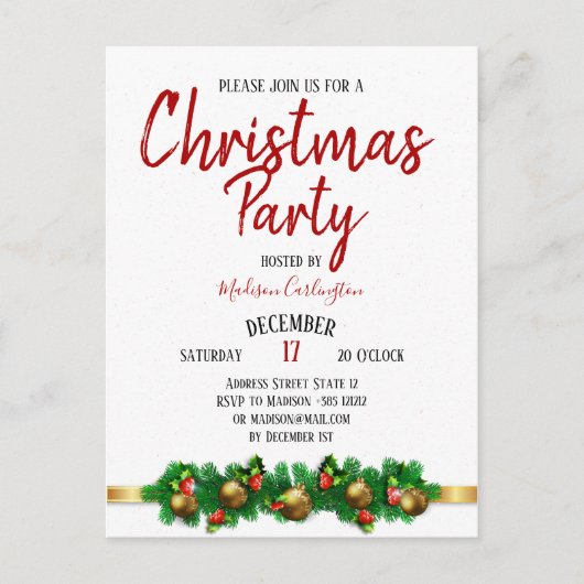 クリスマスパーティーミスタントーベル装飾品 ポストカード (正面)