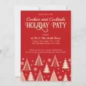 クリスマスパーティーミッドセンチュリーレトロレッドテンプレート 招待状 (正面)