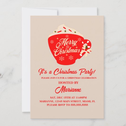 クリスマスパーティーメリークリスマスマグカップ 招待状 (正面)