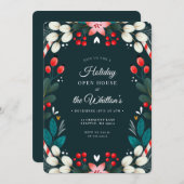 クリスマスパーティーモダンフローラホリデーパーティー 招待状 (正面/裏面)