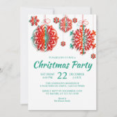 クリスマスパーティーモダン雪 招待状 (正面)