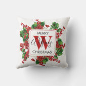 クリスマスパーティーモノグラムレッド&グリーンフェスティバル クッション (裏面)