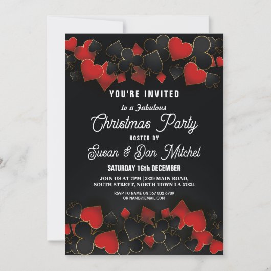 クリスマスパーティーラスベガスカジノカード招待状 招待状 (正面)