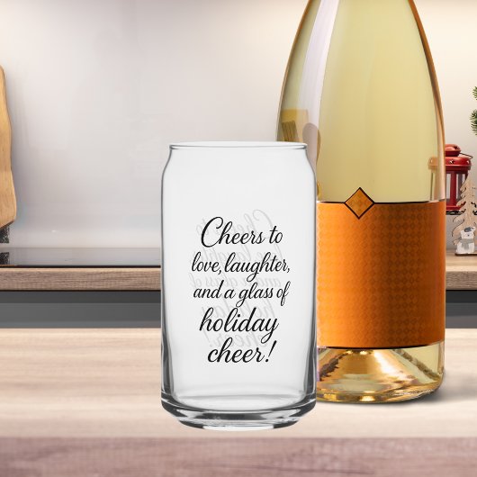 クリスマスパーティーラブ笑い応援 ガラス缶