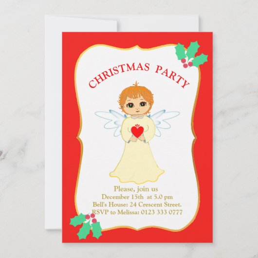 クリスマスパーティーリトルエンジェル招待状 招待状 (正面)