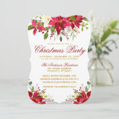 クリスマスパーティーレッドウォーター色フローラポインセチア 招待状 (スタンド正面)