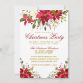 クリスマスパーティーレッドウォーター色フローラポインセチアR 招待状 (正面)