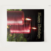 クリスマスパーティーレッドキャンドル冬の休日 タペストリー (正面(横))