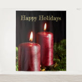 クリスマスパーティーレッドキャンドル冬の休日 タペストリー (正面)