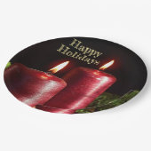 クリスマスパーティーレッドキャンドル冬の休日 ペーパープレート (アングル)