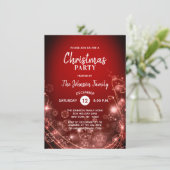 クリスマスパーティーレッドグリッターホワイトスノーフレーク雪 招待状 (スタンド正面)
