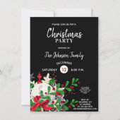 クリスマスパーティーレッドグリーングリッターディスコボール 招待状 (正面)