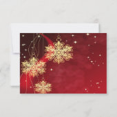 クリスマスパーティーレッドゴールデンスノーフレークスホリデー 出欠カード (裏面)