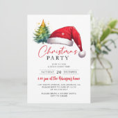 クリスマスパーティーレッドサンタハットツリースターズ 招待状 (スタンド正面)