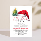 クリスマスパーティーレッドサンタハットツリースターズ 招待状