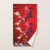 クリスマスパーティーレッドトナカイ冬季休暇 バスタオルセット (ハンドタオル)