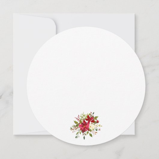 クリスマスパーティーレッドフローラポインセチア 招待状 (裏面)