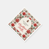 クリスマスパーティーレッドフローラ紙 スタンダードカクテルナプキン (角)