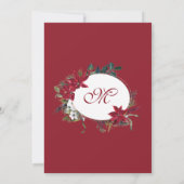 クリスマスパーティーレッドポインセチアフローラ水彩 招待状 (裏面)