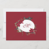 クリスマスパーティーレッドポインセチアフローラ水彩 招待状 (裏面)