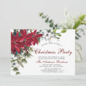 クリスマスパーティーレッドポインセチアフローラ水彩 招待状 (スタンド正面)