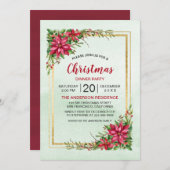 クリスマスパーティーレッドポインセチアフローラ金ゴールドフレーム (正面/裏面)