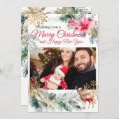 クリスマスパーティーレッドポインセチア シーズンカード (正面/裏面)