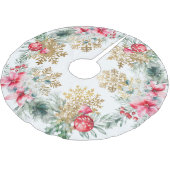 クリスマスパーティーレッドポインセチア ブラッシュドポリエステルツリースカート (アングル)