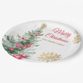 クリスマスパーティーレッドポインセチア ペーパープレート (アングル)