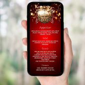 クリスマスパーティーレッド金ゴールドボーブルのディナーカード 招待状