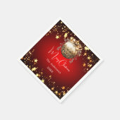クリスマスパーティーレッド金ゴールドボーブルディナー スタンダードカクテルナプキン (角)