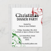 クリスマスパーティーレッド&グリーンヴィンテージ招待状 招待状 (正面/裏面)