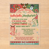 クリスマスパーティーレトロミッドセンチュリー冬クリスマスユーモア アクリル招待状 (正面)