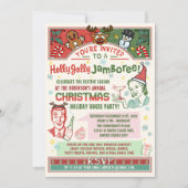 クリスマスパーティーレトロミッドセンチュリー冬クリスマスユーモア 招待状 (正面)