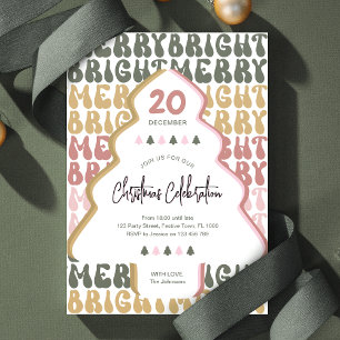 クリスマスパーティーレトロGroovyカラフルおもしろいフェスティバル 招待状