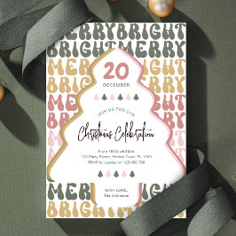 クリスマスパーティーレトロGroovyカラフルおもしろいフェスティバル 招待状