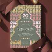 クリスマスパーティーレトロGroovyカラフルおもしろいフェスティバル 招待状