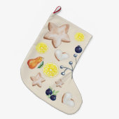 クリスマスパーティーレモンジンジャーパンの水色 ラージクリスマスストッキング (正面 (吊り時))