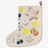 クリスマスパーティーレモンジンジャーパンの水色 ラージクリスマスストッキング (裏面)