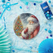 クリスマスパーティーヴィンテージサンタクロース紙プレート ペーパープレート (パーティー)