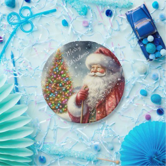 クリスマスパーティーヴィンテージサンタクロース紙プレート ペーパープレート (パーティー)