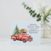 クリスマスパーティーヴィンテージトラックホリデー招待状 ポストカード (スタンド正面)