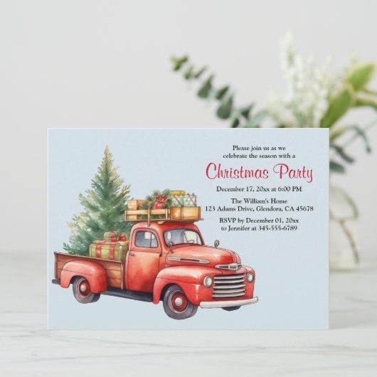 クリスマスパーティーヴィンテージトラックホリデー招待状 案内状 (スタンド正面)